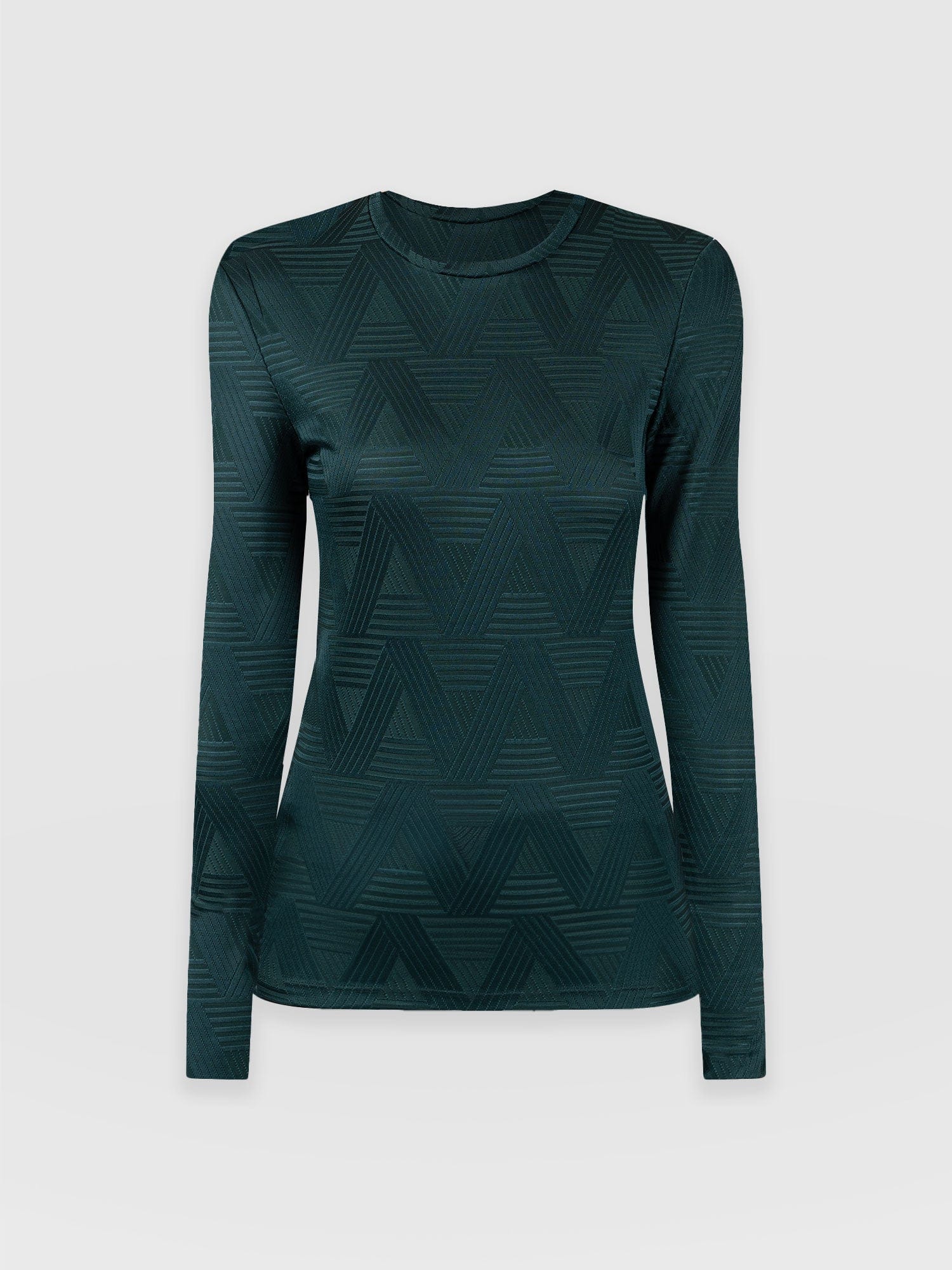 Darcey Long Sleeve Tee - Teal Jacquard